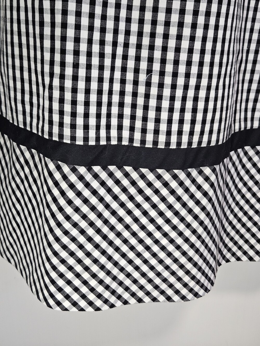 0207 Rabbit Rabbit Rabbit Designs Gingham Dress Black White Size 12 Retro Fall - Picture 3 of 14